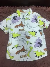 Imcute-ropa de verano para niños, vestido de mangas cortas para niños, camisa con estampado de dinosaurio de dibujos animados, cuello de solapa, Tops de bebé