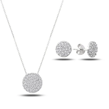 

Kutaydan Zircon Stone Round 925 Sterling Silver Set Made in Turkey