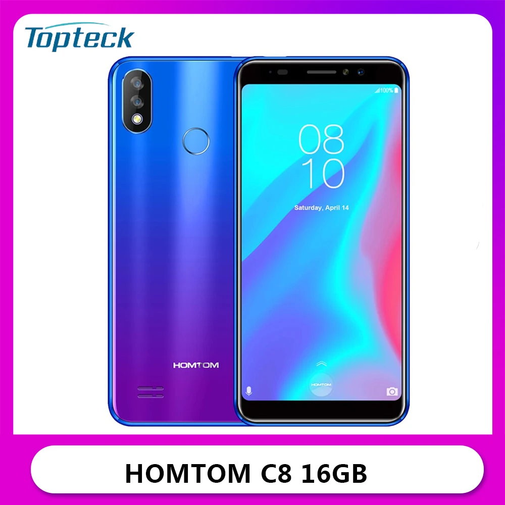 Оригинал HOMTOM C8 4G 5 ''Android 8 1 MTK6739 4 ядра 3 GHz2GB RAM 16GB ROM 13.0MP смартфон отпечатков