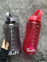 QuiFit-botella de agua deportiva Tritan de 2L y 3,8l, con pajita, mezclador de proteína grande, taza calabaza, jarra para bebidas al aire libre de BPA para gimnasio