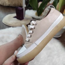 Student Shoes Flat-Bottom Trend-Color Genuine-Leather Women Lace-Up Girl Casual Matching