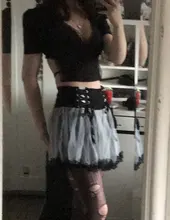 Sexy Skirt ALTERNATIVE CLOTHING Mesh Emo Lace-Up A-Line Patchwork Punk Dark-Mall Goth
