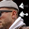 Stud Earrings Men,Triangle Pierced Crystal Zircon Stud Earrings,Stainless Steel Geometric Minimalist Studs for Man Jewelry 1