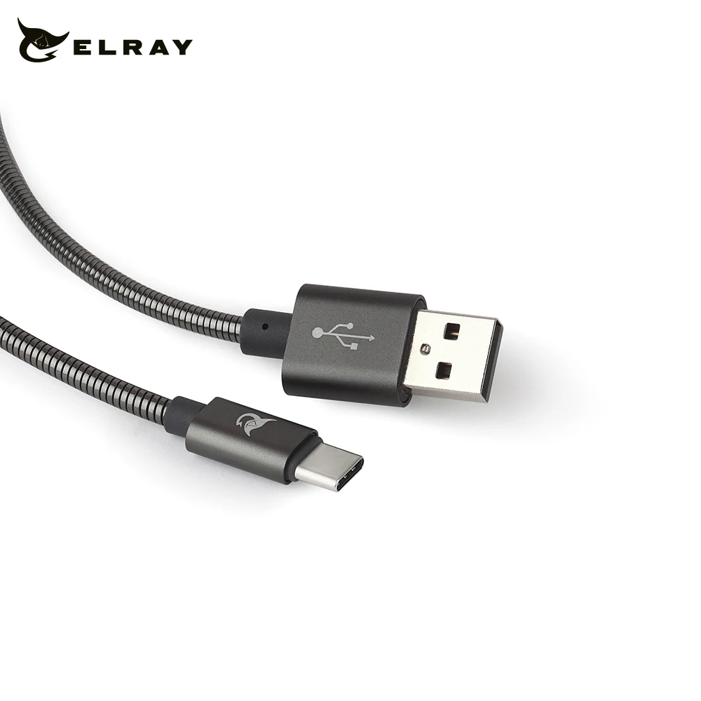 Кабель Elray USB папа/Type-C папа 0,2м серый(AC20MBC02GR