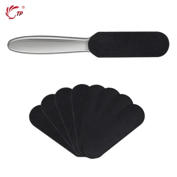 

TP 1pcs Stainless Steel Double Side Foot File 10pcs Sanding Papers Rasping Callus Dead Skin Remover Pedicure Feet Care Tool