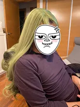 Peluca de cabello sintético para mujer, pelo negro y verde de 24 pulgadas con volante grande y flequillo, estilo africano y americano, fibra resistente al calor