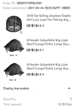 Alileader-Gorras ajustables para peluca pequeña/grande/Extra Base grande, herramientas de peluca tejida negra, gorros de encaje, gorro tejido