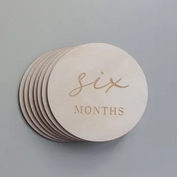 

12 pieces of wooden new baby gifts birthday commemorative milestone card milestone card photography props