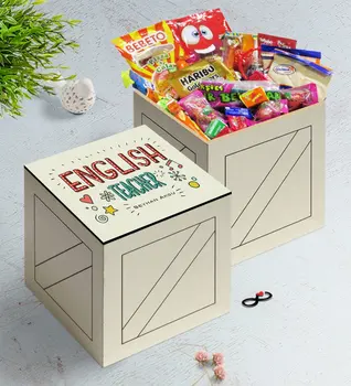 

Personalized English Teacher In Wooden Box Nostalgic Lezzetler Gift Seti-5