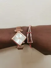 Conjunto de relojes de pulsera magnéticos para mujer, pulsera cuadrada de lujo de cuarzo, reloj de vestir femenino
