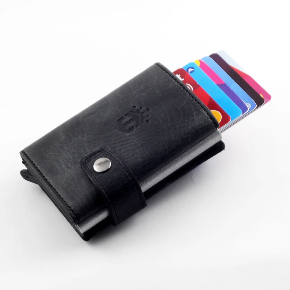 Smart Wallet Business Card Holder Real Cow Leather Handmade Smart Automatic Card Holder Men Gift