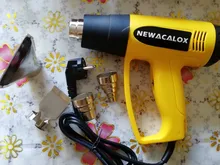 NEWACALOX-Pistola de aire caliente industrial, termorregulador LCD de 2000W, 220V, apto para enchufe de la UE, pistolas de calor con envoltura termal, boquilla de calentador
