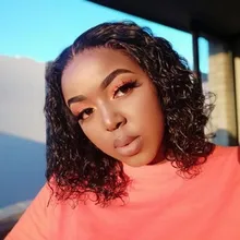 Peluca de Bob corto con onda de encaje en el agua, pelucas de cabello humano 13x4 con encaje frontal de Bob brasileño, corte Pixie Bob, peluca de cabello humano rizado