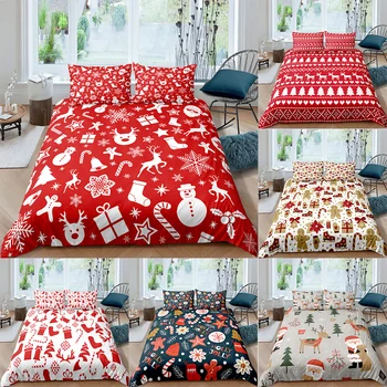 

3D Christmas Pattern Bedding Set Queen Cute Printed Duvet Cover Bedclothes 2/3pcs Home Textiles Luxury High Quality Bedspread