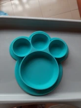 Plato de alimentación de silicona para bebé, vajilla de entrenamiento sin BPA con succión para niño, platos coloridos con bonitos dibujos de oso