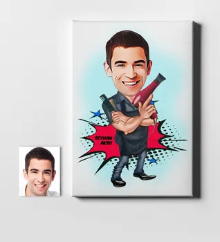 

Personalized Men 'S Hairdresser Cartoon Canvas Table (50x70 cm.) 1