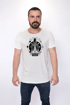 

Angemiel Wear Space Shuttle Spacecraft Motif Cotton White Men 'S T-Shirt