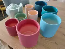Maceta de cerámica colorida de estilo Industrial nórdico, maceta para suculentas, plantas verdes, forma cilíndrica, con bandeja de agujeros