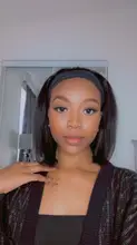 FORCUTEU-peluca con diadema para mujeres negras, pelo sintético recto Bob, diadema corta con bufanda sin pegamento