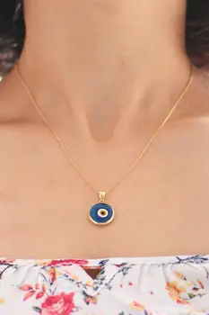 

Silver Gists Evil Eye Beads Necklace