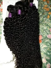 Bobbi Collection-3 mechones con cierre de encaje, parte media, 200 g/set, Pelo Rizado Jerry, tejido de cabello humano indio Remy de 12-22 pulgadas