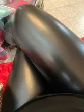 Mallas de talla grande para mujer, Leggings sexys de cuero PU, ajustados, de realce de cadera, informales, de cintura alta, color negro, S-5xl