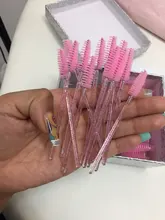 Cepillo cosmético para pestañas 50 uds, varitas de rímel de cristal, aplicador de pestañas con diamantes, brochas de maquillaje desechables