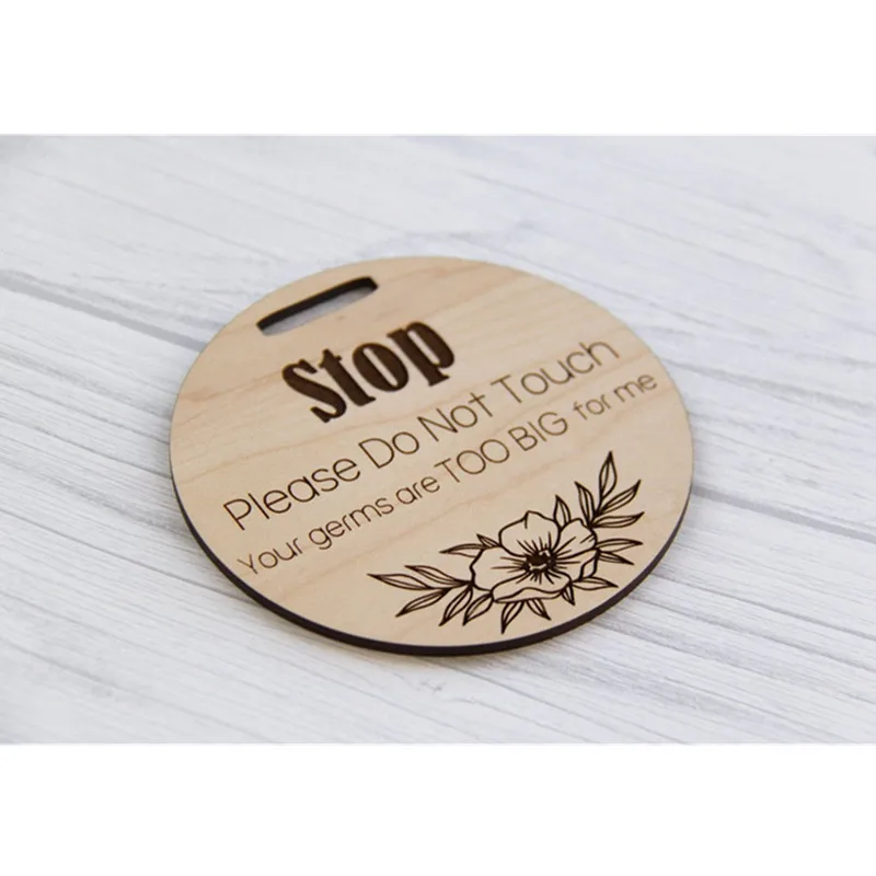 CORNERIA Woodlands Tag:Stop!Please Look,Dont Touch Tag Sign W/Hanging Straps Newborn Girl Boy Sign, Baby Car Seat Tag, Stroller Tag, Baby Preemie, No Touching Car Seat Sign Tag 