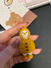 Llavero con forma de pato Kawaii de dibujos animados para mujer, llavero de animal personalizado, bolso colgante, llavero de regalo para niños