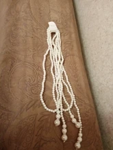 125cm doble nudo perlas simuladas collar con borlas largo Largo anudado collar borla Mujer suéter de moda de la joyería de Boho