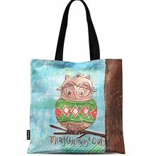 Многоразовая хозяйственная сумка эко женская сумка складная сумка для пляжа повседневное использование сумка на плечо Повседневная парусиновая с принтом совы