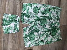 Bañadores a juego de hojas para madre e hija, traje de baño con volantes, vestidos de Bikini para mamá y yo, ropa para padre e hijo, pantalones cortos de natación