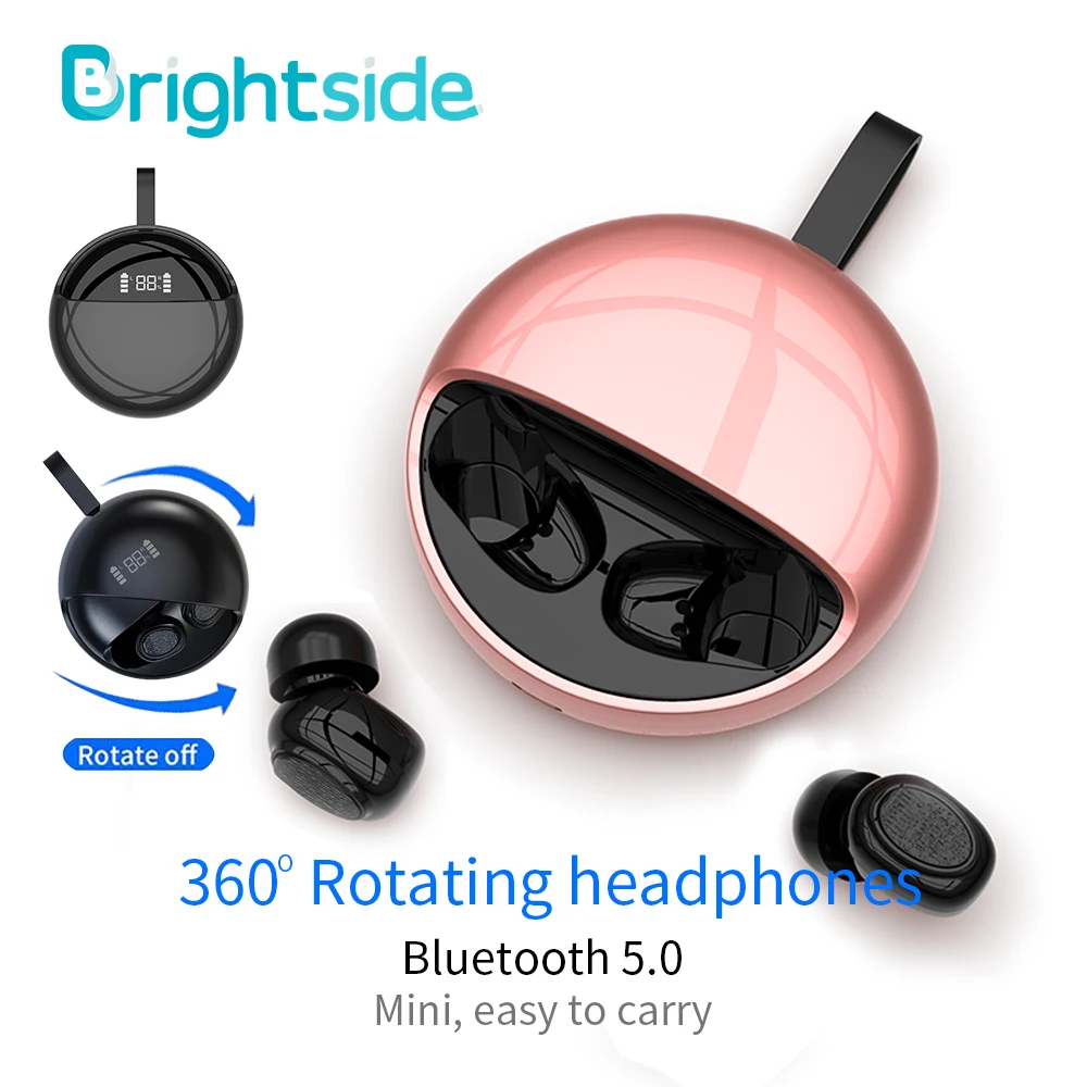 Brightside Bluetooth5.0 Беспроводной наушники басов для мобильный телефон мини спорта