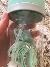 Botella de paja de agua potable con dibujos de animales para niños, Bola de gravedad, taza de bebé con correa para el hombro