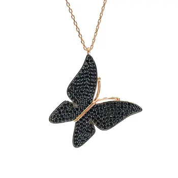 

Black Custom Size Butterfly Silver Necklace