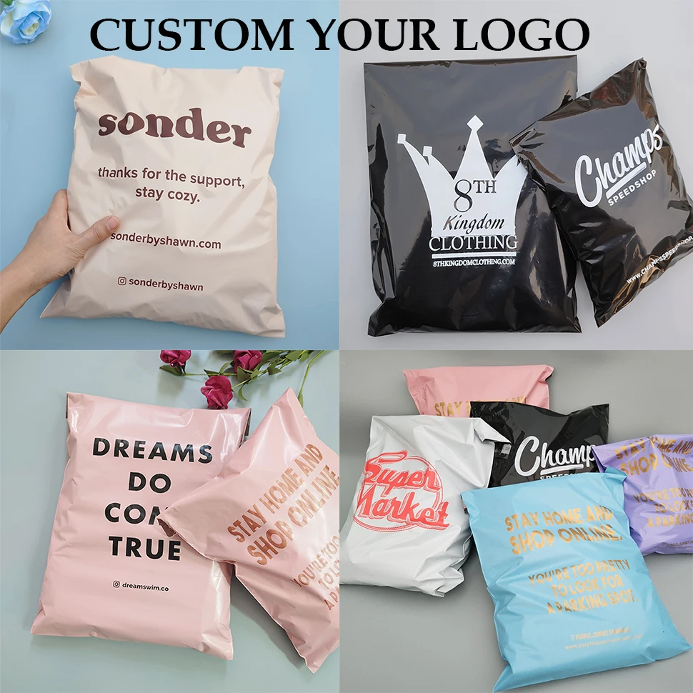 100pcs Poly Bags with logo printed Mailing Bags Poly Storage Bag