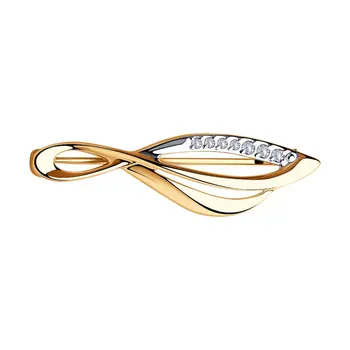 

Brooch Sokolov in Gold with cubic zirconia, fashion jewelry, gold, 585, women's male