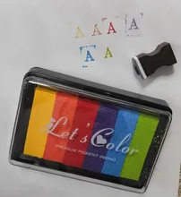 Almohadilla de tinta no tóxica de seguridad, 6 colores, almohadilla de tinta creativa de arco iris, sello de goma a base de aceite para impresión de dedos de niños, regalo artístico para niños