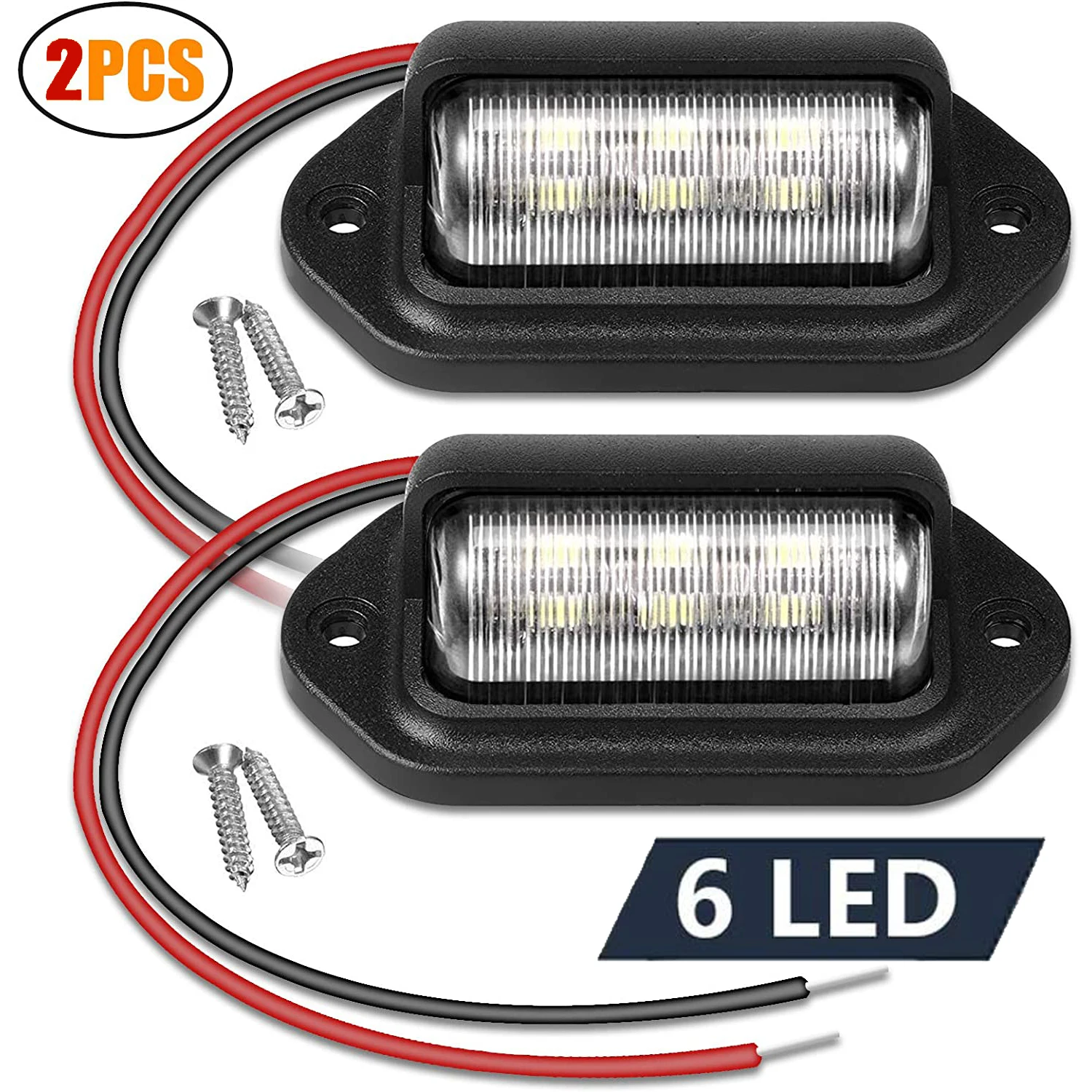 2Pcs 6-LED Car License Plate Lights Boat Truck Trailer Step Lamps Accessories Parts 12V Replacement Signal Light | Автомобили и