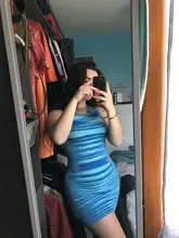 FSDA 2021 V cuello Vestido de punto vestido azul de las mujeres Halter cuello vendaje vestido playero de verano sin mangas Sexy Mini vestidos Y2K