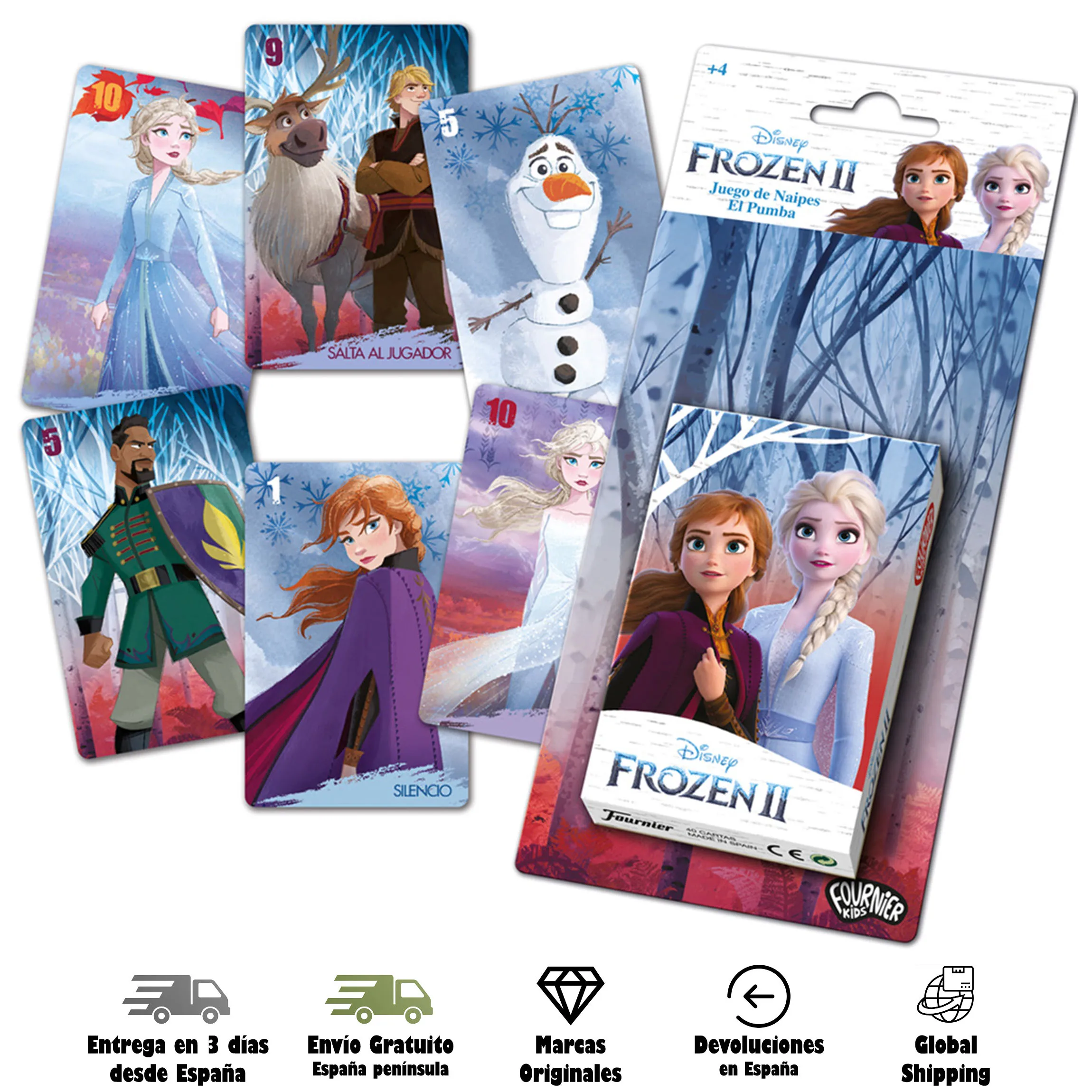 Fournier, Frozen Ii, Princesa De Hielo, Disney,  Baraja Infantil, Juego Mesa, Pumba, Uno, Cartas, Familia, Niños, Fournier, Aire Libre