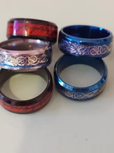 SHOUMAN-anillos de fibra de carbono para hombre, de acero y titanio, Color rojo y azul, para boda