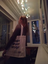 De lona de las mujeres bolsa de compras cartas de juventud imprimir mujer tela de algodón bolsa de hombro bolso Eco bolso reutilizables bolsas de compras