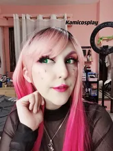 LOUIS FERRE negro Rosa rojo pelucas Cosplay largo recto Ombre peluca sintética con flequillo negro las mujeres Afro resistente al calor de fibra