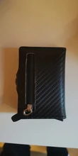 Tarjetero de Metal RFID con botón para hombre, Cartera de fibra de carbono con protección, delgada, antirrobo, 2021