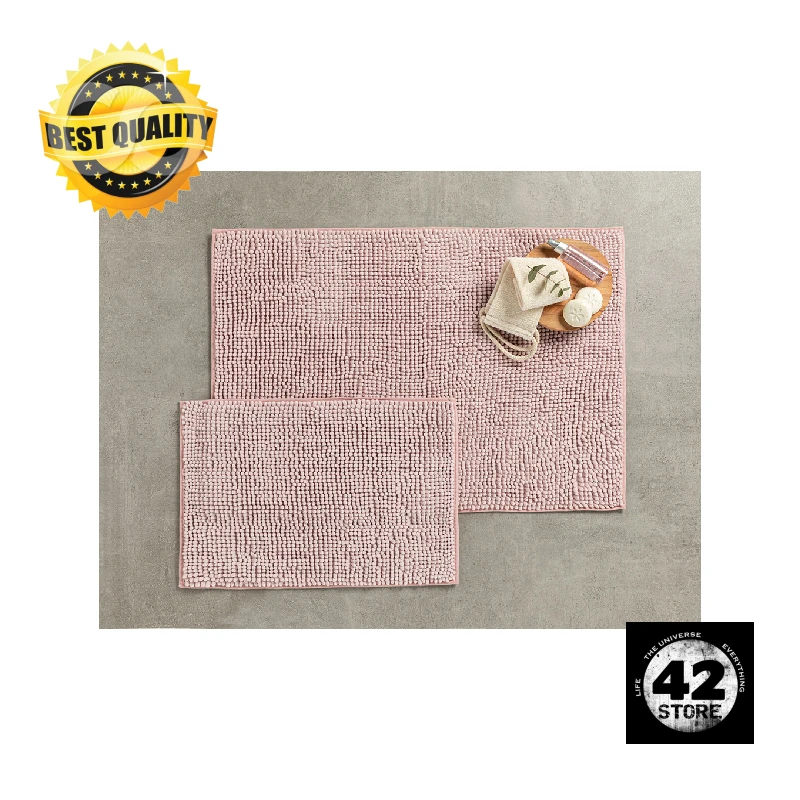 Maggy Pasta Bath Mat Set 60x90+40x60 Powder Color English Home High Quality