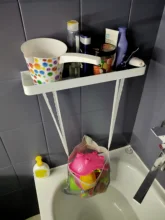 Bathroom Shelves Shampoo-Shelf White Aluminum Rack Painted-Space Single-Tier