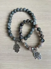 Pulsera de cuentas de Buda de Lotus Ohm, piedra Natural hecha a mano, piedra de cebra rosa, amuleto de loto, para hombres y mujeres, regalos de joyería de Yoga