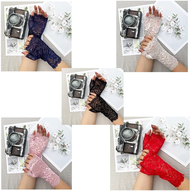 6pairs Pink Short Bridal Dance Sheers Gloves Women's Evening Party