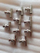 JRB28-conector BNC sin soldadura, camiseta de ángulos derecho, Unión BNC 2 hembra 1 macho para Coaxial RG59, accesorios para cámara CCTV por Cable, 10 Uds.